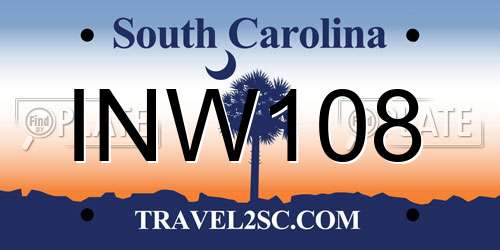 INW108 South Carolina License Plate