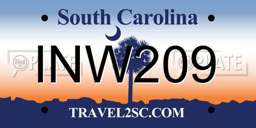 INW209 South Carolina License Plate