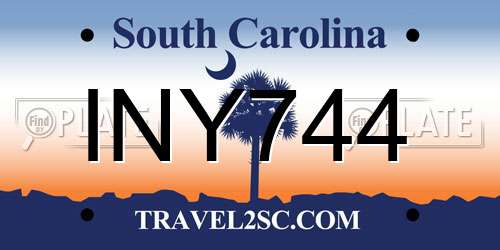 INY744 South Carolina License Plate