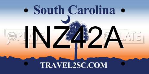 INZ42A South Carolina License Plate
