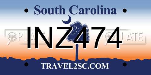 INZ474 South Carolina License Plate