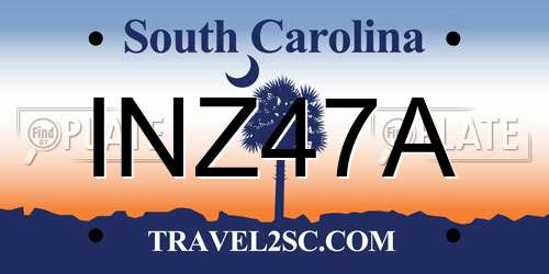 INZ47A South Carolina License Plate