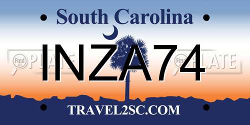 INZA74 South Carolina License Plate