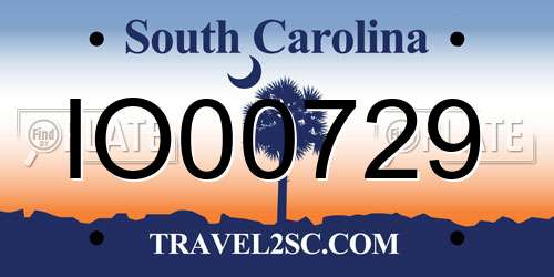 IO00729 South Carolina License Plate