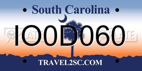 IO0D060 South Carolina License Plate