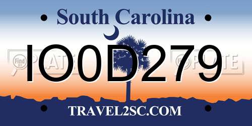 IO0D279 South Carolina License Plate