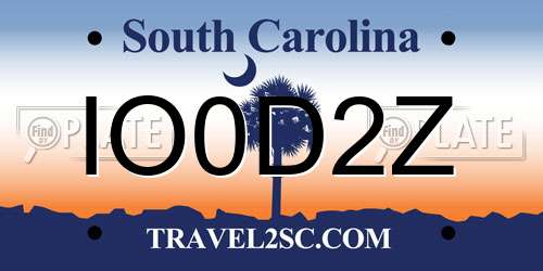 IO0D2Z South Carolina License Plate