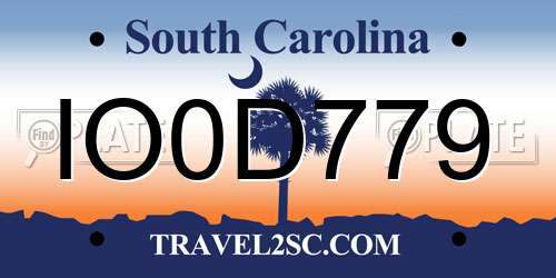 IO0D779 South Carolina License Plate
