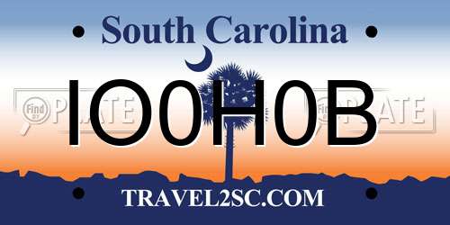 IO0H0B South Carolina License Plate