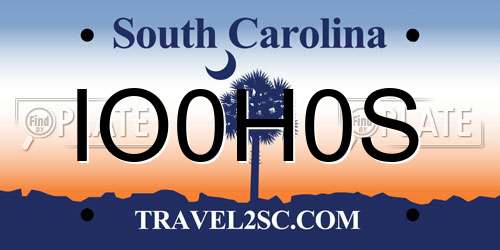 IO0H0S South Carolina License Plate