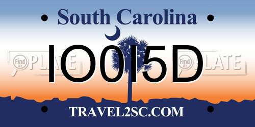 IO0I5D South Carolina License Plate