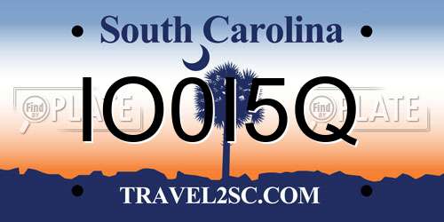 IO0I5Q South Carolina License Plate