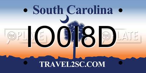 IO0I8D South Carolina License Plate