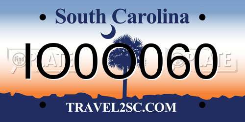 IO0O060 South Carolina License Plate