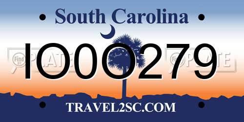 IO0O279 South Carolina License Plate