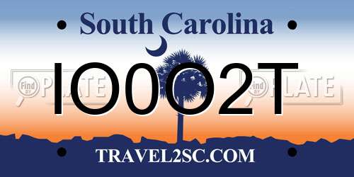 IO0O2T South Carolina License Plate