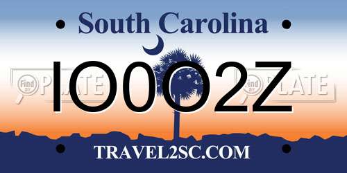 IO0O2Z South Carolina License Plate