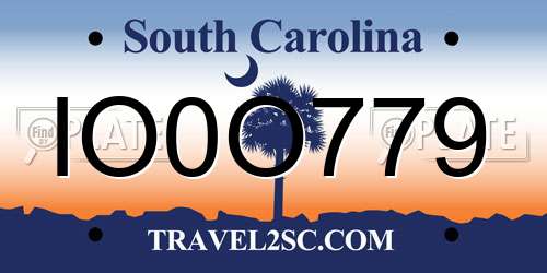IO0O779 South Carolina License Plate