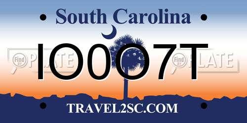 IO0O7T South Carolina License Plate