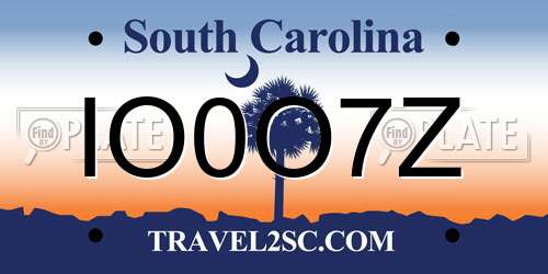 IO0O7Z South Carolina License Plate