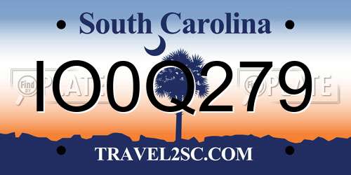 IO0Q279 South Carolina License Plate