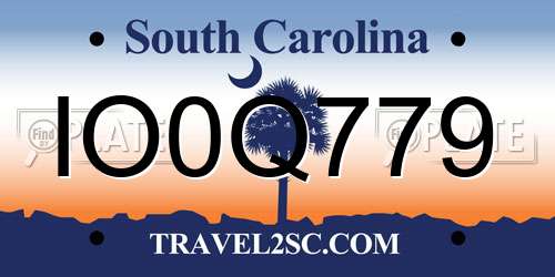 IO0Q779 South Carolina License Plate