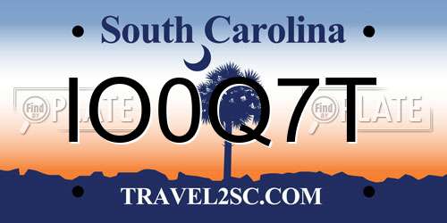 IO0Q7T South Carolina License Plate