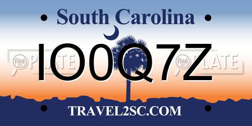 IO0Q7Z South Carolina License Plate
