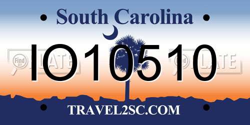 IO10510 South Carolina License Plate