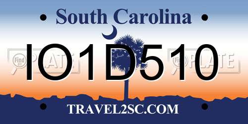 IO1D510 South Carolina License Plate