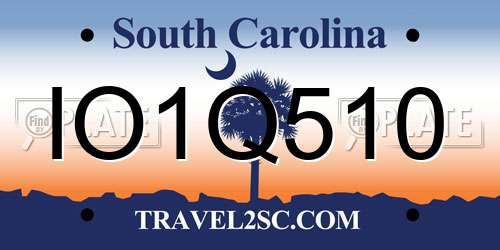 IO1Q510 South Carolina License Plate