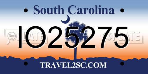 IO25275 South Carolina License Plate