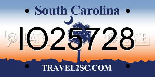 IO25728 South Carolina License Plate