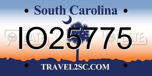 IO25775 South Carolina License Plate