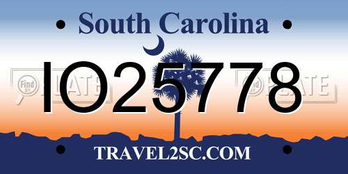 IO25778 South Carolina License Plate