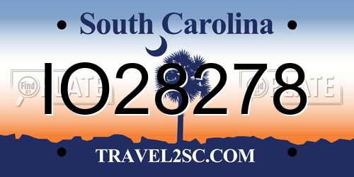 IO28278 South Carolina License Plate