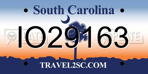 IO29163 South Carolina License Plate