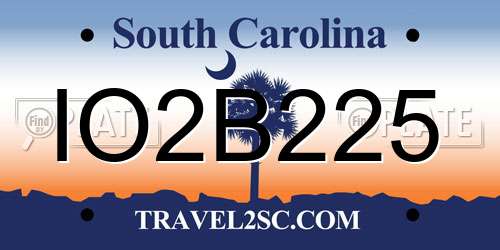 IO2B225 South Carolina License Plate