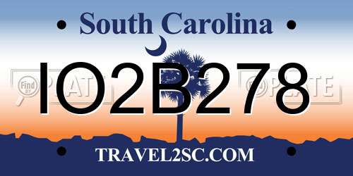 IO2B278 South Carolina License Plate