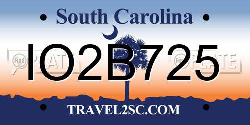 IO2B725 South Carolina License Plate