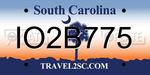 IO2B775 South Carolina License Plate