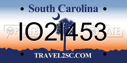 IO2I453 South Carolina License Plate
