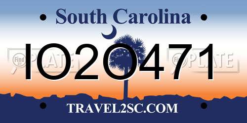 IO2O471 South Carolina License Plate