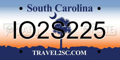 IO2S225 South Carolina License Plate