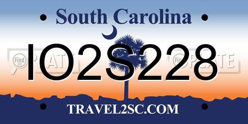 IO2S228 South Carolina License Plate