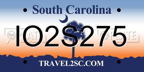 IO2S275 South Carolina License Plate