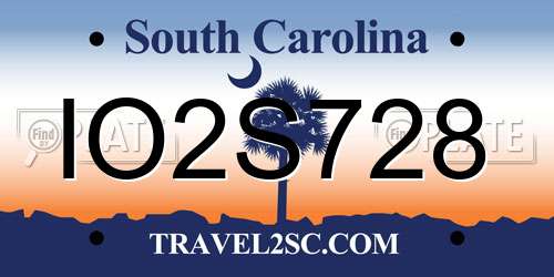 IO2S728 South Carolina License Plate