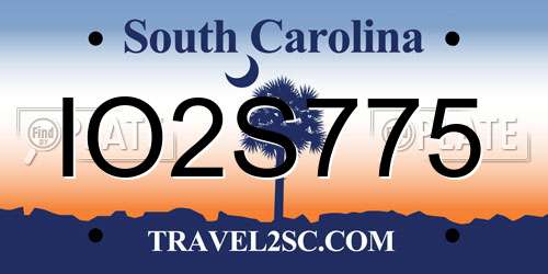 IO2S775 South Carolina License Plate