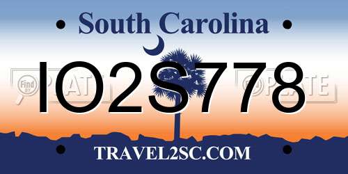 IO2S778 South Carolina License Plate