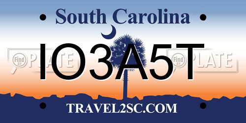 IO3A5T South Carolina License Plate